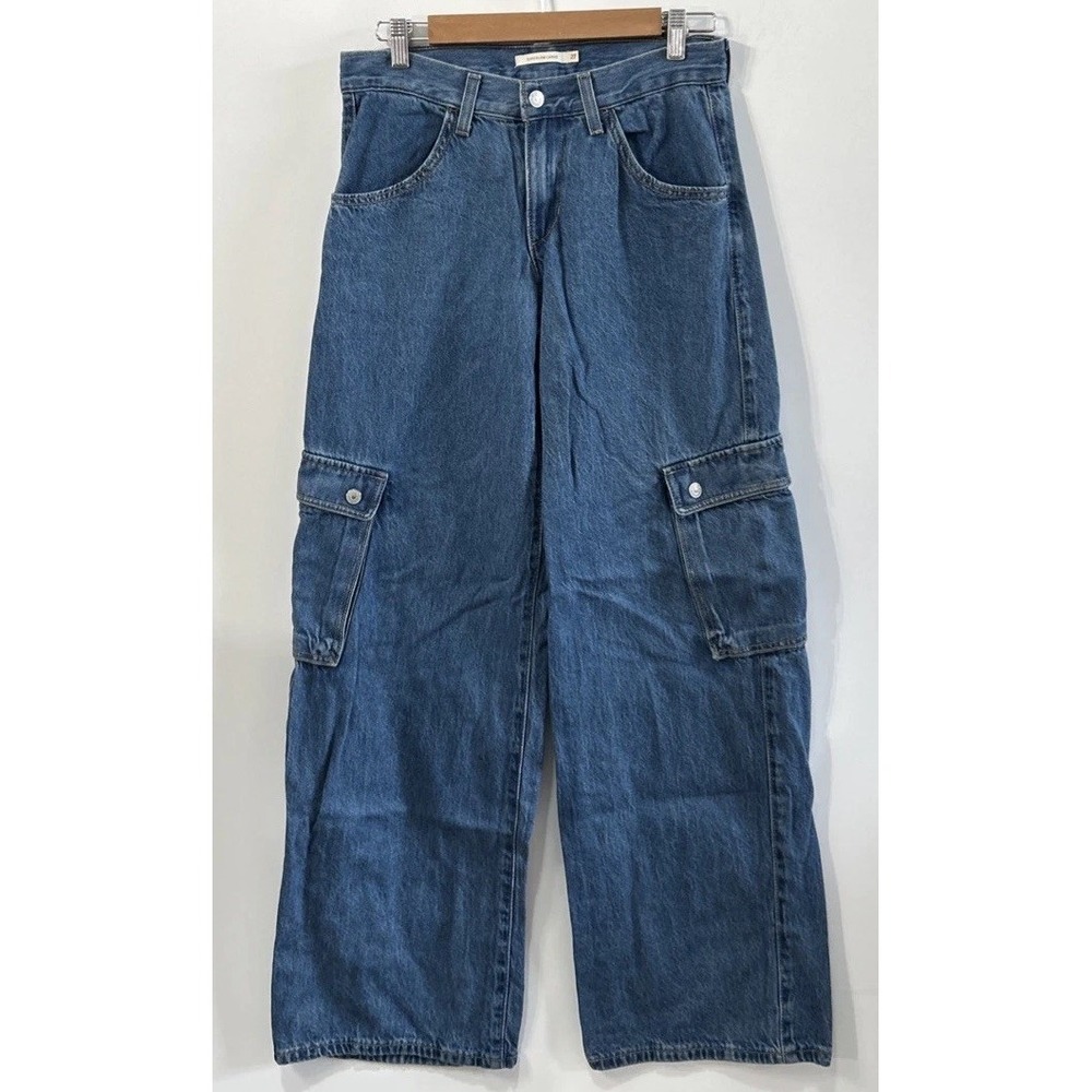 Women's Y2K Levis Superlow Cargo Jeans Baggy Skate Jeans Sz 27 - Picture 4 of 9
